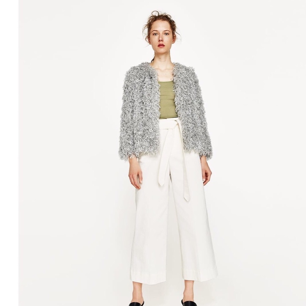 Zara shag fringe sweater jkt  w/subtle sparkle - Picture 3 of 8